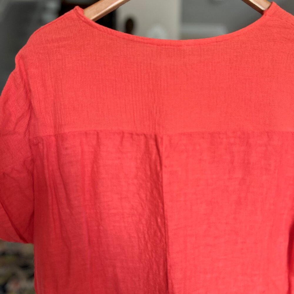 SAIPH 100% Italian Linen Dolman Sleeve Tunic Top Lagenlook Poppy Runs Like Sz 1X - Picture 6 of 10